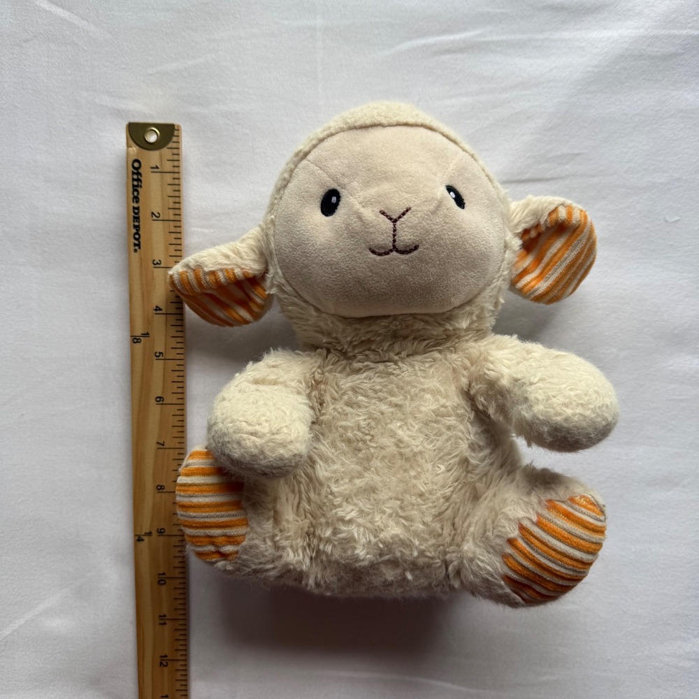 Spark Create Imagine Plush Lamb Rattle Crinkle Cream Orange Striped Sheep 8.5"
